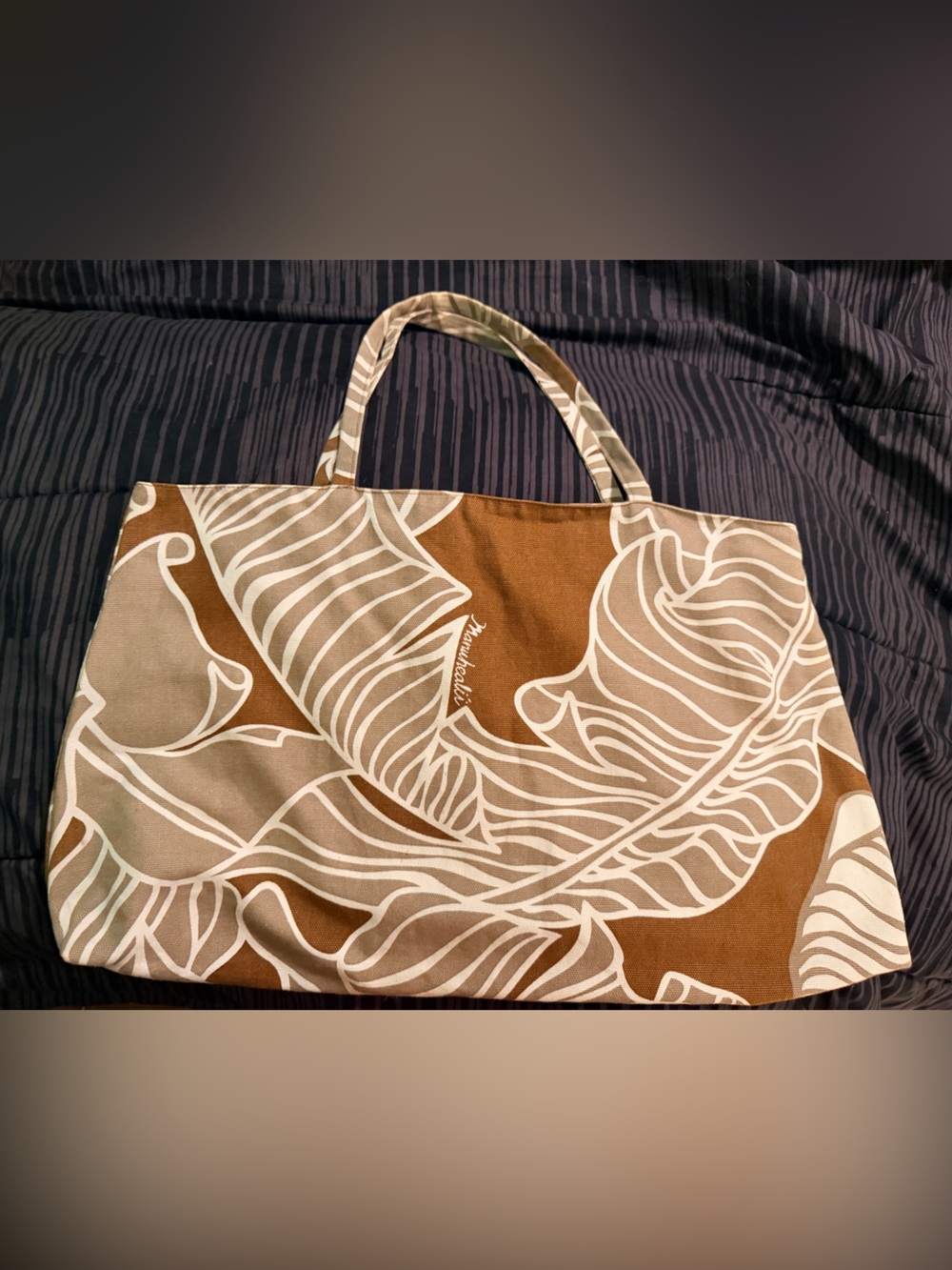 Manuhealii Brown and Cream Banana Leaf Tote